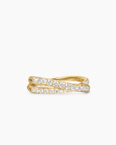 Pavé Crossover Ring in 18K Yellow Gold with Diamonds, 6mm